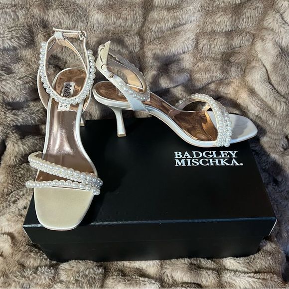 Badgley Mischka Shoes - LIKE NEW Badgley Mischka Flame Pearl Embellished High Heel Sandals